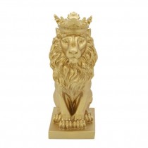 SCULPTUE-Gold Lion W/Crown