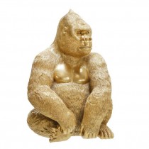 SCULPTURE-Sitting Gold Gorilla