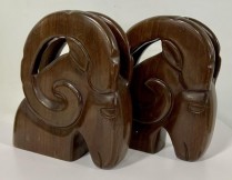 BOOKEND- Wooden Ram Bust (Pair)