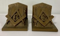 BOOKEND-Bronze Ronson Masonic Bookends (Pair)