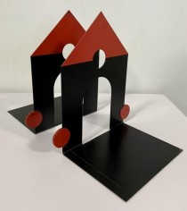 BOOKEND-Thin Black House w/Red Accents