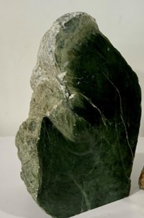 PAPERWEIGHT-Gray Cut Rock w/Green Minerals