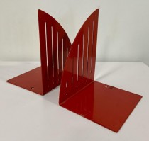 BOOKEND-Thin Red Curved Angled Bookends (Pair)