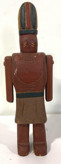 SCULPTURE-Wooden Native American Man w/Swing Arms