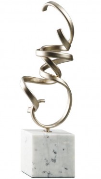 SCULPTURE-Champagne Finsih Metal Squiggle W/Marble Base