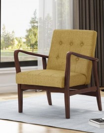 CHAIR-MCM Fabric Club Chair W/Birchwood Frame