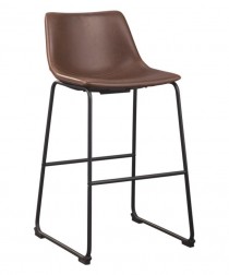 BAR STOOL-Contoured Bucket Seat/Faux Leather W/Black Metal Frame