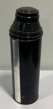 THERMOS-Vintage Black w/Silver Stripe Thermos