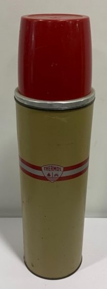 THERMOS-Vintage Beige w/Red Stripes