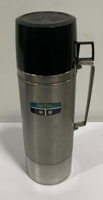 THERMOS-Chrome Thermos w/Black Cap