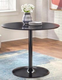 CAFE TABLE-Round, Black W/Pedestal Base