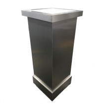 PEDESTAL-Brushed Aluminum Laminate W/White Plexi Center