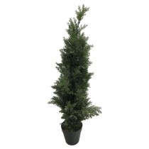 FAUX TREE-(4') Cedar Fir Tree W/Green Plastic Pot