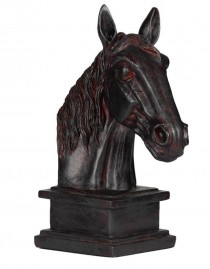 SCULPTURE-Faux Patina Horse Head W/Square Base