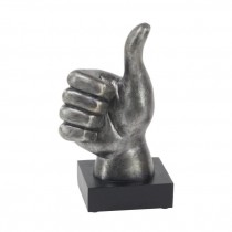 SCULPTURE-Thumbs Up Hand W/Dark Silver Finish & Black Base