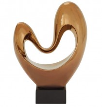 SCULPTURE-Contemporary Heart Metallic Copper W/Black Base