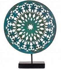 SCULPTURE-Metal Medallion W/Stand