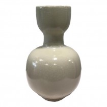 VASE-Beige Bulbous w/Wide Opening