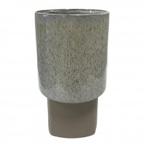 VASE-Grayish Brown Glossy Speckle w/Matte Grain Gray Base