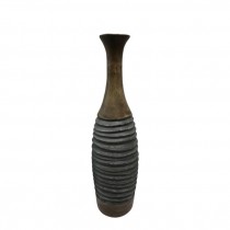VASE-(26"H)Contemporary Two-Tone Finish & Ridged Accent
