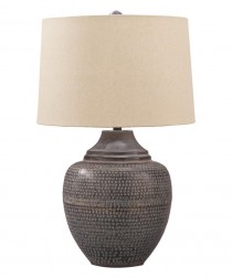 TABLE LAMP-Metal W/Knob Texture