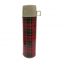 THERMOS-Vintage Tall Red Plaid w/Beige Cap