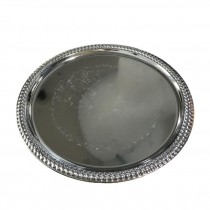 SERVING TRAY-14"D Round Chrome w/Roped Edges & Engraving