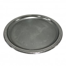 SERVING TRAY-Round Chrome Dish w/Roped Edges & Engraving