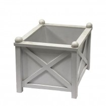 PLANTER-6" Square White Wood-Fence Design