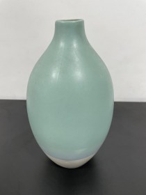 VASE-Teal w/White Bottom Bud Vase