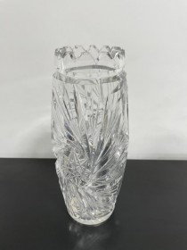VASE-Cut Glass Vase w/Scalloped Edge