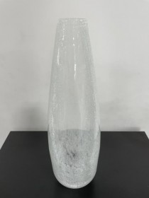 VASE-Crackle Glass Tear Drop Vase