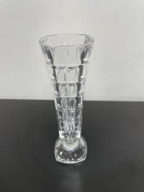 VASE-Cut Glass Basket Weave w/Footed Base