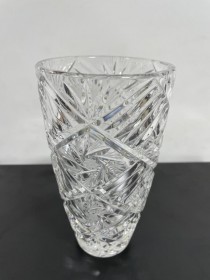 VASE-Cut Glass w/Etched Flower
