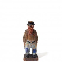 FIGURINE-Distressed Folk Art Wooden Old Man