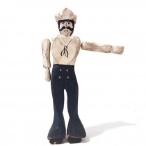 FIGURINE-White/Navy Wooden Sailor w/Extended Arm