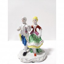 FIGURINE-Porcelain Victorian Man & Woman Walking Hand in Hand