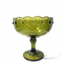 COMPOTE-Green Glass Compote Dish