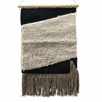 WALL ART-Woven Tapestry-Black, White & Tan