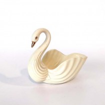 FIGURINE-Off-White Swan w/Gold Eyes & Nose