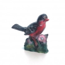 FIGURINE-Gray Bird w/Red Breast on Rock