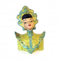 FIGURINE-Asian Woman in Yellow Headdress-Head Figurine