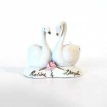 FIGURINE-Two Swans w/Gold Accents-Anniversary Souvenir