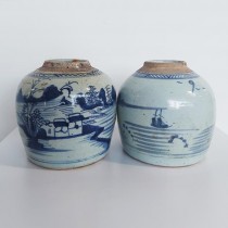 GINGER JAR-Antique Chinese Blue & White Ginger Jar