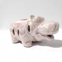 FIGURINE-Pink Iridescent Ceramic Home Fragrance Hippo