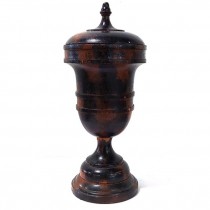 URN-Distressed Brown/Black Urn w/Lid