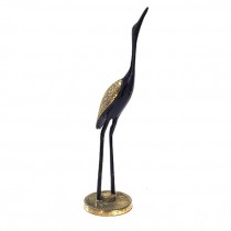 FIGURINE-Mid Century Modern Vintage Brass Heron Edget on Base