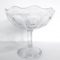 CANDY DISH-Clear Thumb Pressed Glass w/Scalloped Edge