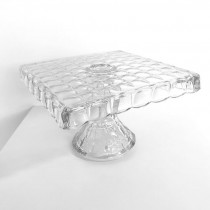 CAKE STAND-Square Glass Thumb Pressed Stand