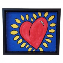 PAINTING-KH Inspired Sunshine Heart In Black Frame